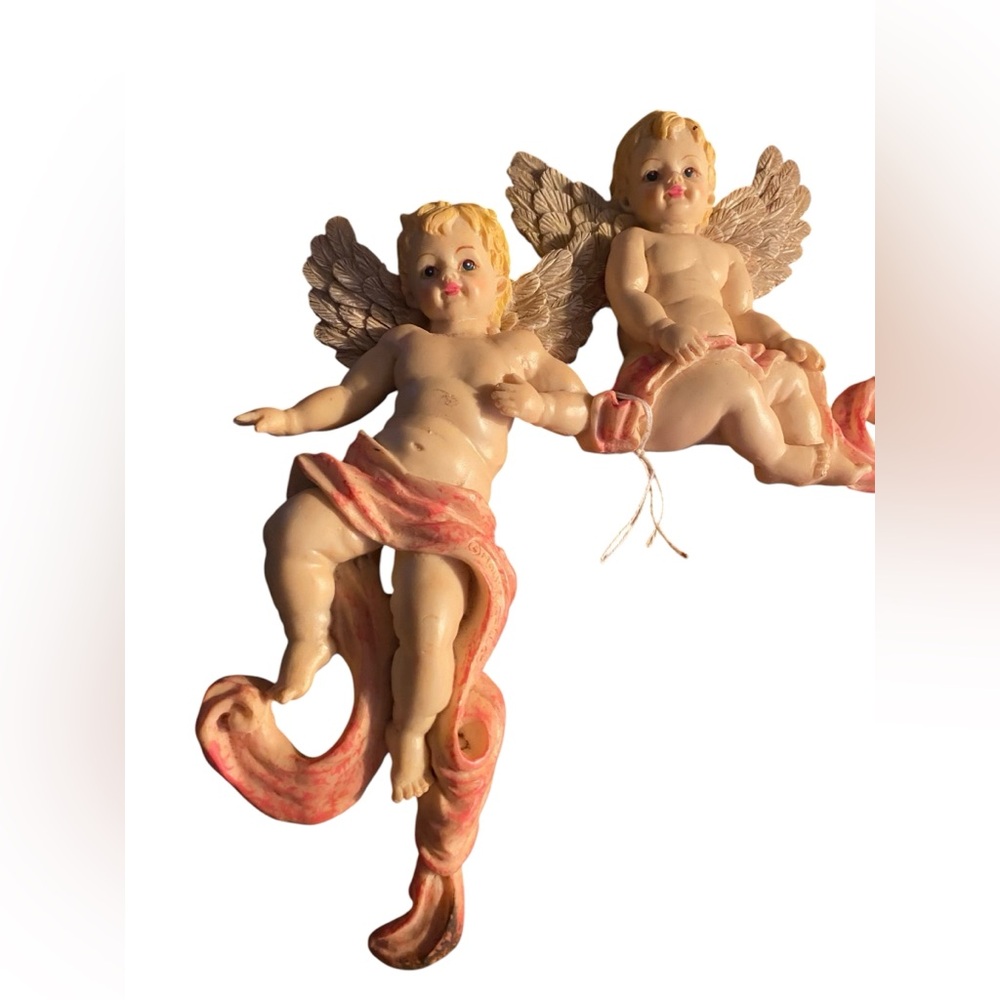 Vintage Cherubs Angels Resin Wall Hanging Plague Decor Quality